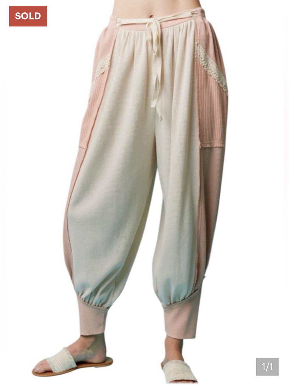 FANTASTIC FAWN NEW PANTS IVORY BLUSH, Size Large